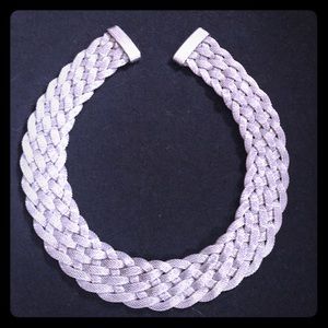 Braided silver tone choker